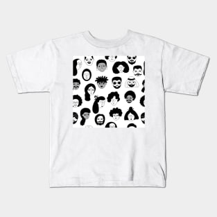 Seamless pattern with man and woman faces Kids T-Shirt